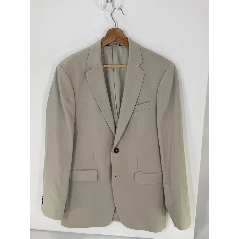 Banana Republic Mens Tailored Fit Tan Cotton Linen Blazer Jacket 38R V/303492